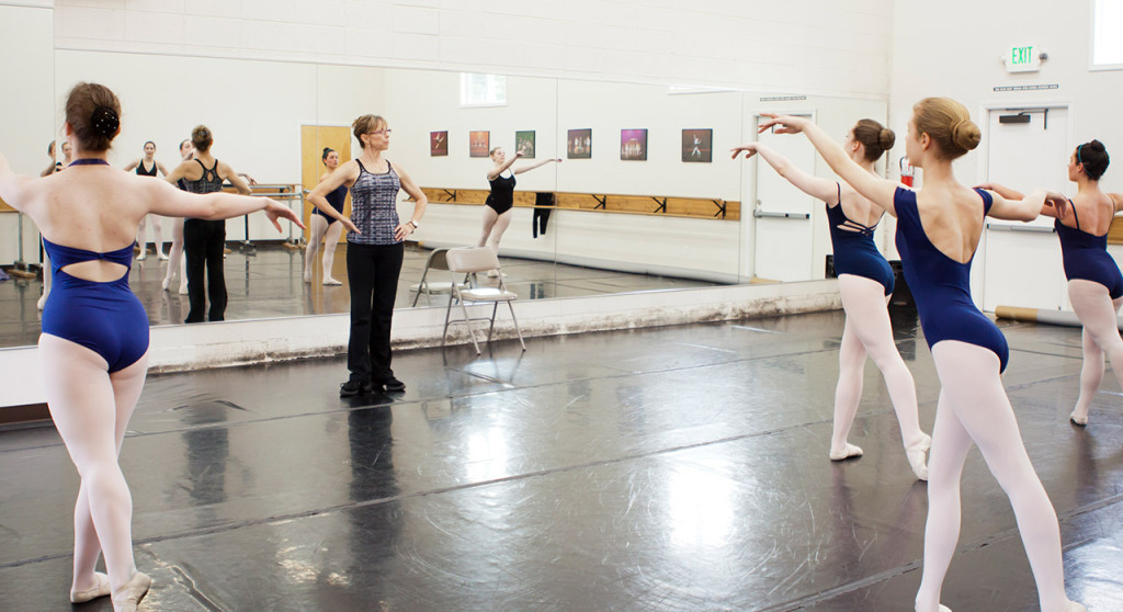 advanced ballet students in class