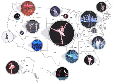 us map of dancers online ballet directory