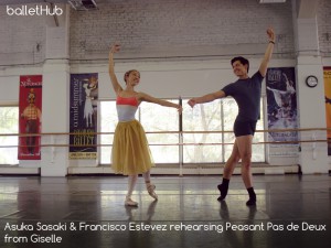 Asuka Sasaki and Francisco Estevez rehearsing peasant pas de deux from Giselle ballet