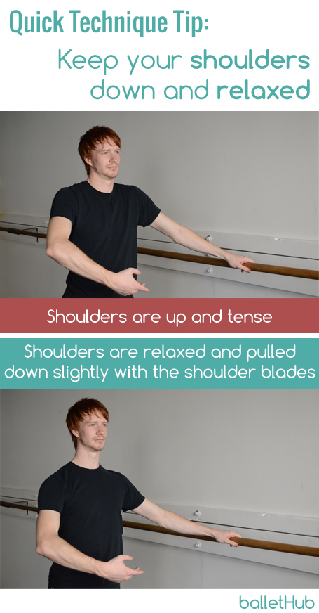 keep shoulders down ballet technique tip