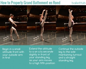 how to properly grand battement en rond in ballet class barre